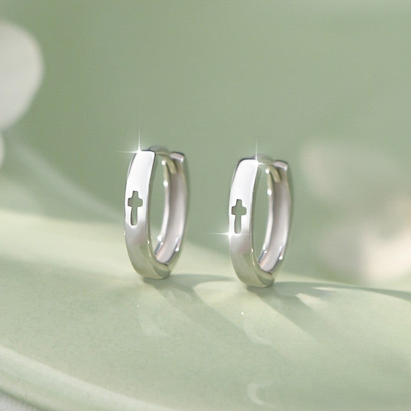 Cross Cutout Huggie Earrings