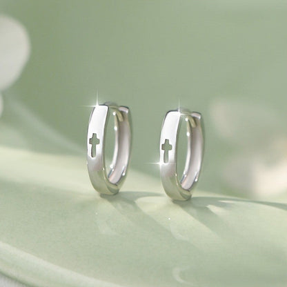 Cross Cutout Huggie Earrings