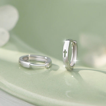 Cross Cutout Huggie Earrings