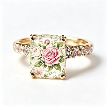 Pink Rose Garden Square Ring