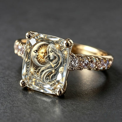 Sun and Moon Goddess Square Ring