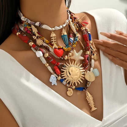 Ocean Charm Layered Necklace Set