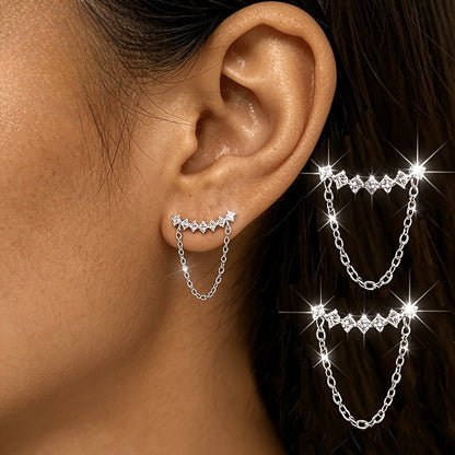 Zircon Bar Chain Drop Earrings
