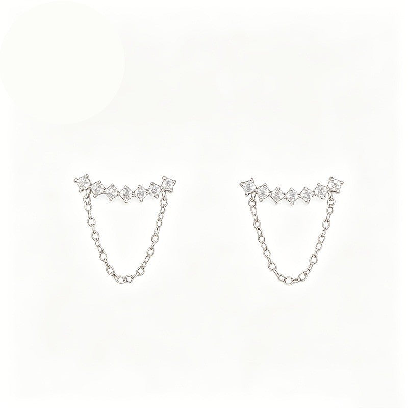 Zircon Bar Chain Drop Earrings