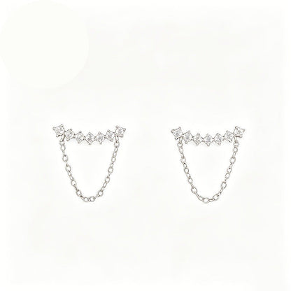 Zircon Bar Chain Drop Earrings