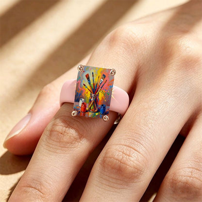 Paintbrush Art Square Ring