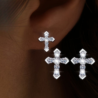 Paved Cross Stud Earrings