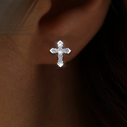 Paved Cross Stud Earrings