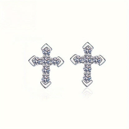 Paved Cross Stud Earrings