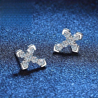 Paved Cross Stud Earrings