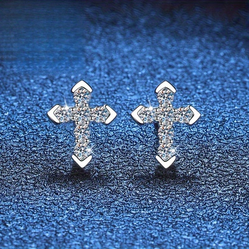 Paved Cross Stud Earrings