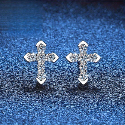 Paved Cross Stud Earrings