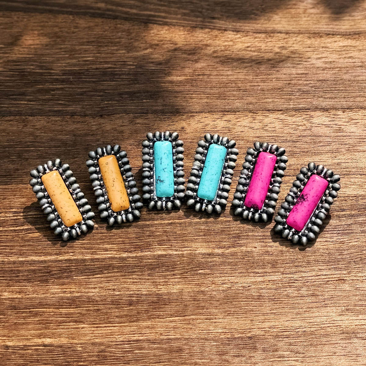 Turquoise Beaded Rectangle Earrings