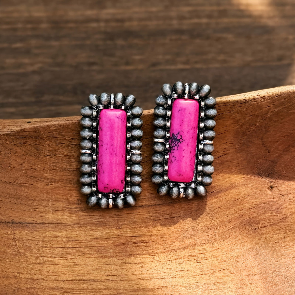 Turquoise Beaded Rectangle Earrings