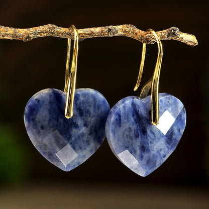 Faceted Green Heart Earrings