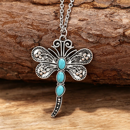 Turquoise Filigree Dragonfly Necklace