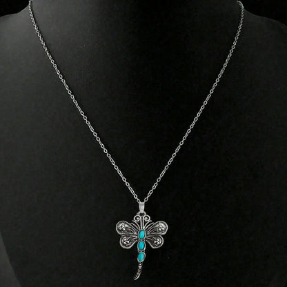 Turquoise Filigree Dragonfly Necklace