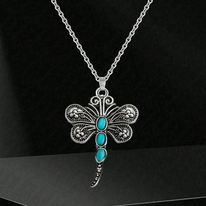Turquoise Filigree Dragonfly Necklace