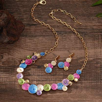 Blue Enamel Floral Jewelry Set