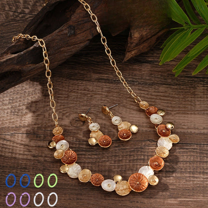 Blue Enamel Floral Jewelry Set