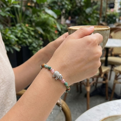 Elephant Charm Stone Bracelet