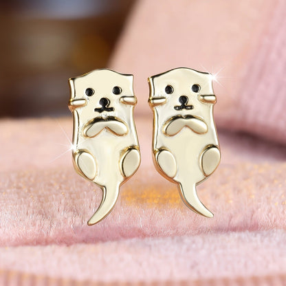 Playful Otter Stud Earrings
