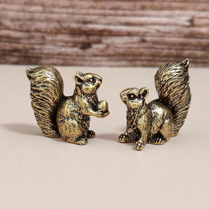 Brass Squirrel Figurine Set