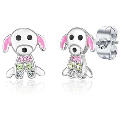 Multicolor Zircon Puppy Stud Earrings