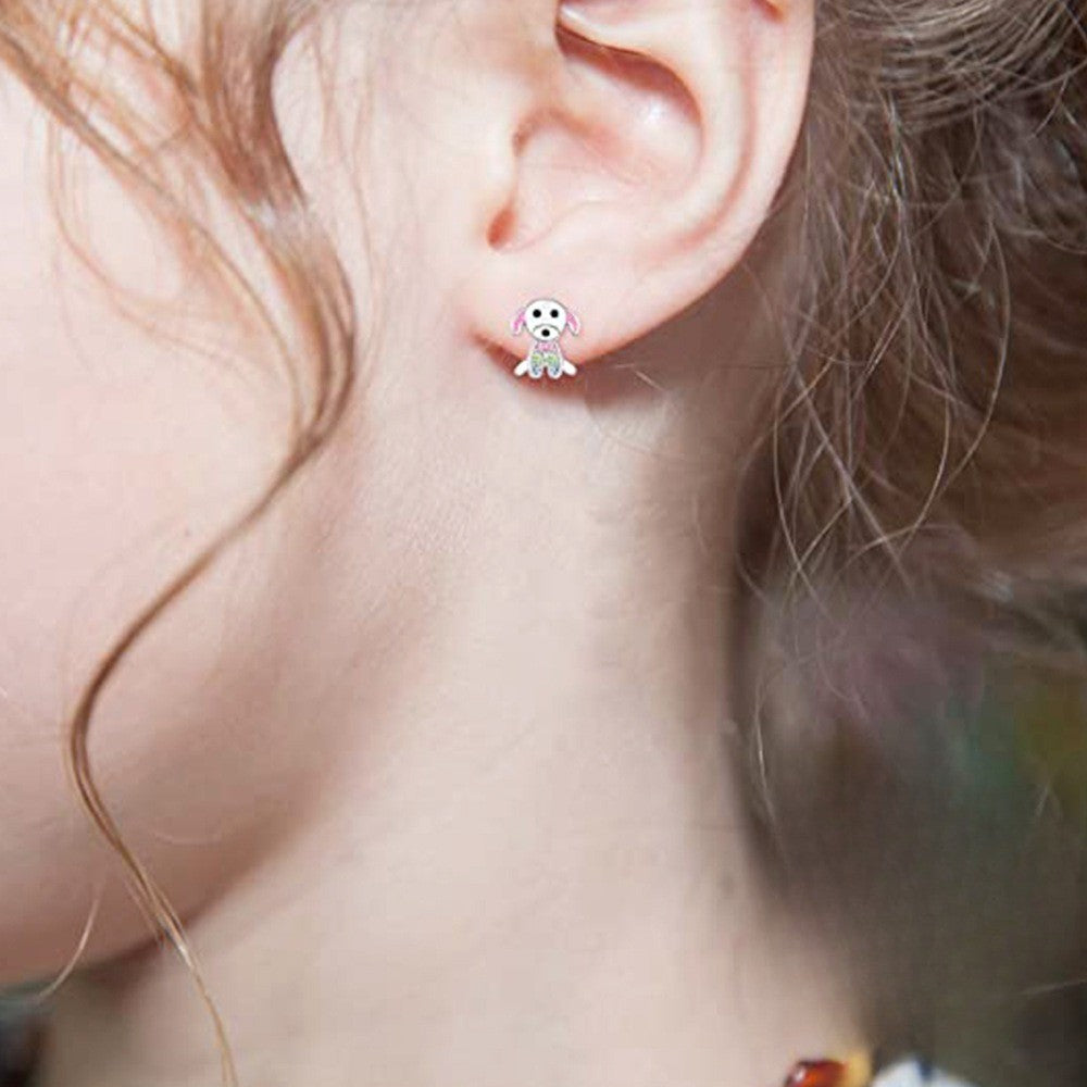 Multicolor Zircon Puppy Stud Earrings