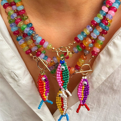 Colorful Beaded Fish Necklace