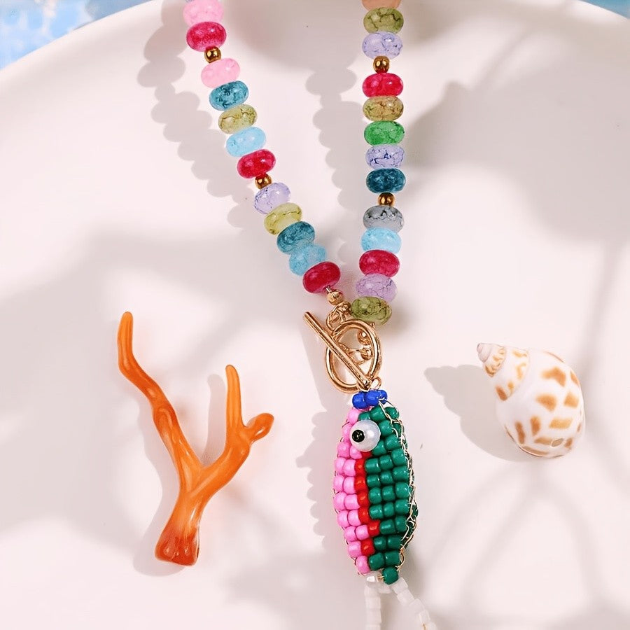 Colorful Beaded Fish Necklace