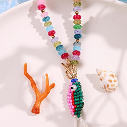 Colorful Beaded Fish Necklace