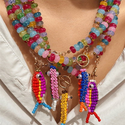 Colorful Beaded Fish Necklace