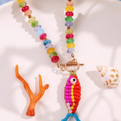 Colorful Beaded Fish Necklace