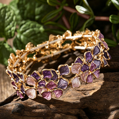 Purple Petal Stretch Bracelet & Ring Set