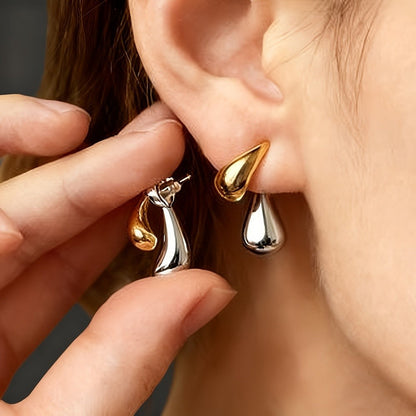 Two-Tone Water Drop Earrings