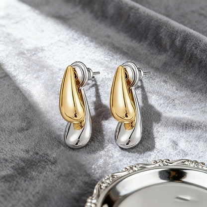 Two-Tone Water Drop Earrings