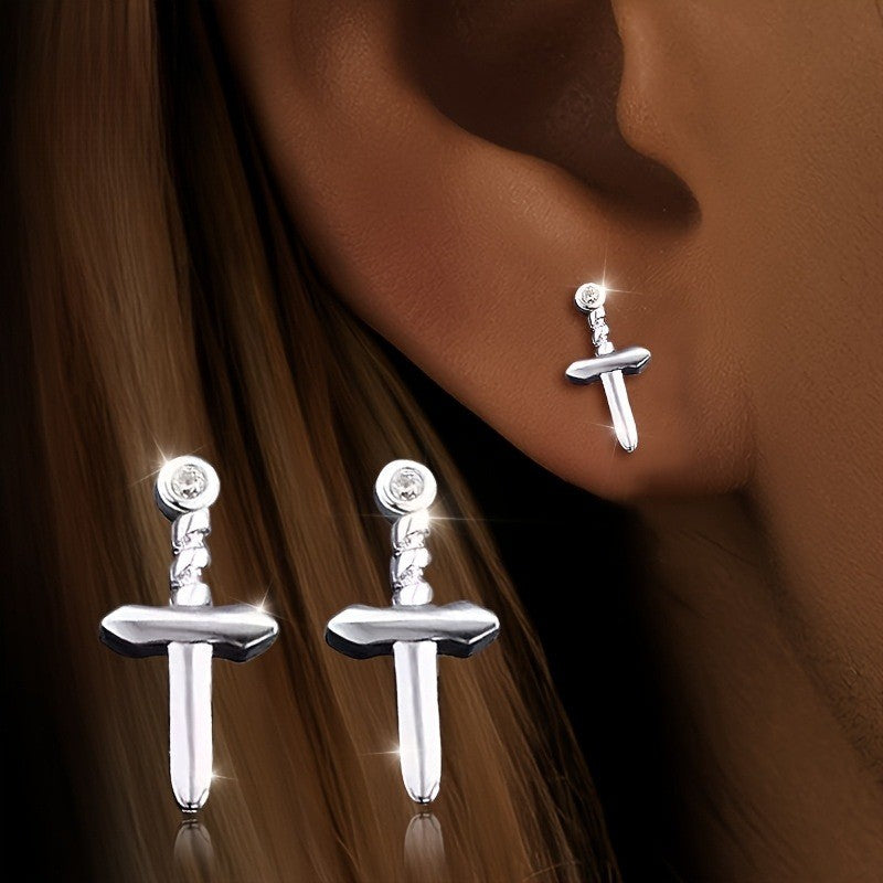 Crystal Sword Stud Earrings