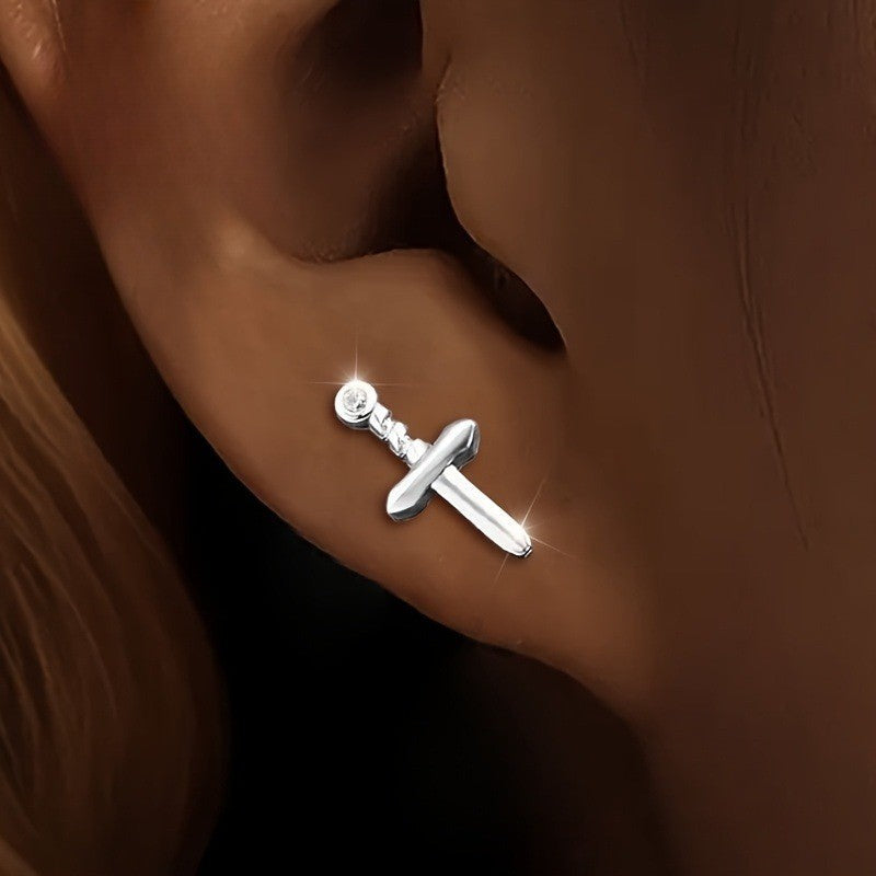 Crystal Sword Stud Earrings