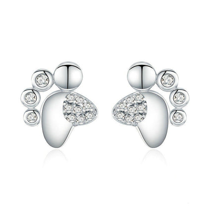 Crystal Paw Print Stud Earrings