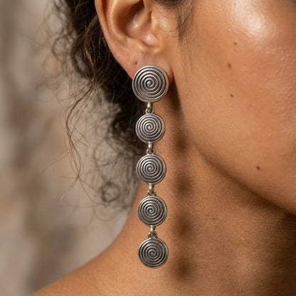 Spiral Disc Drop Earrings