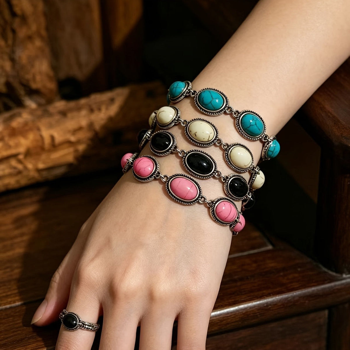 Oval Turquoise Link Bracelet