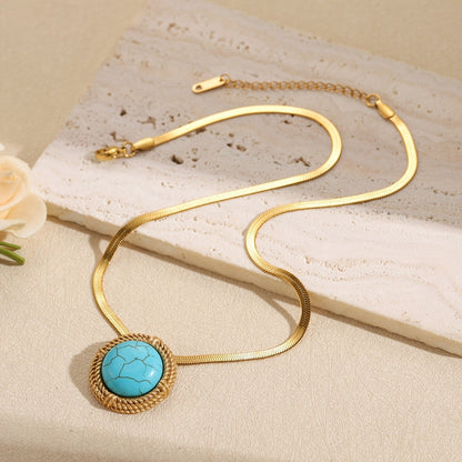 Turquoise Rope Circle Necklace