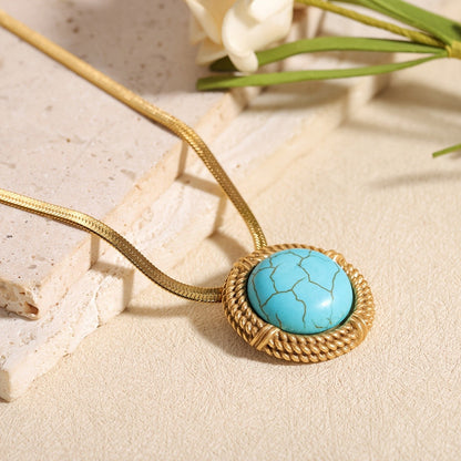 Turquoise Rope Circle Necklace