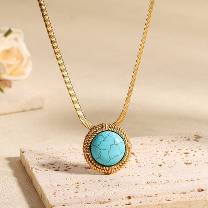 Turquoise Rope Circle Necklace