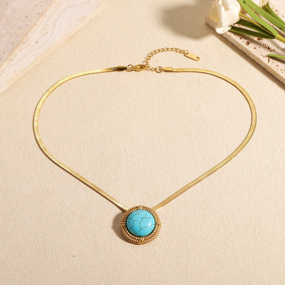 Turquoise Rope Circle Necklace