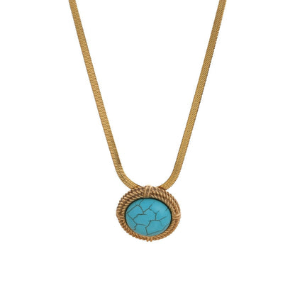 Turquoise Rope Circle Necklace