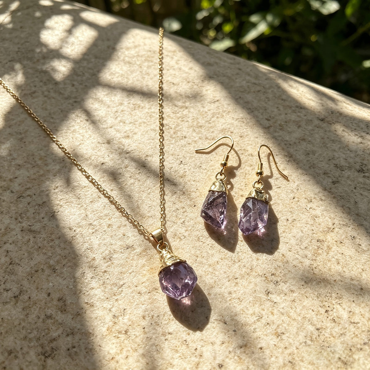 Raw Aqua Stone Jewelry Set