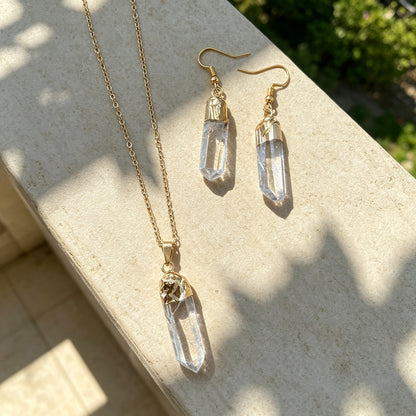 Raw Aqua Stone Jewelry Set