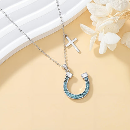 Turquoise Horseshoe & Cross Necklace